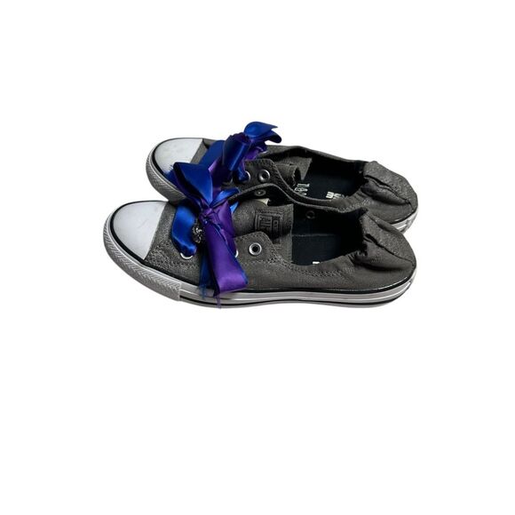 Converse Slip-On Sneakers with Royal Blue &‎ Purple Ribbon Laces Custom Design - Picture 3 of 6
